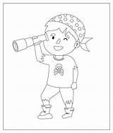 Premium Vector  Coloring Page Outline Of Cartoon Pirate With spyglass sketch template