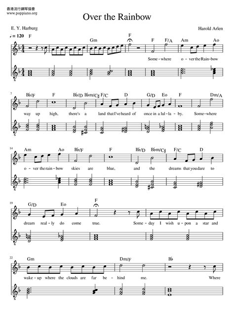 Harold Arlen-Somewhere Over The Rainbow Sheet Music pdf, - Free Score Download ★