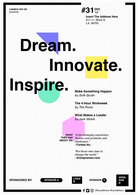 a poster with the words dream innovate inspire