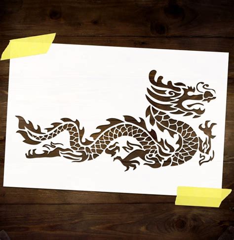 Chinese Dragon Stencil Reusable DIY Craft Mylar Big Size | Etsy