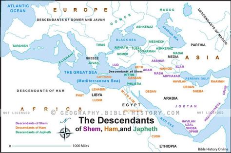 The Descendants of Shem, Ham, and Japheth - Old Testament Maps (Bible History Online) | Bible ...