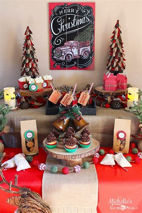 Easy Rustic Christmas Party Decor and Dessert Table - Michelle's Party ...