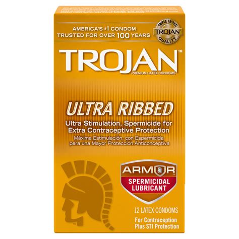 Trojan Ultra Ribbed Condoms 12ct : Health fast delivery by App or Online