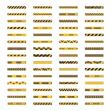 Illustration Of A Vector Set Of Seamless Black And Yellow Warning Tapes ...