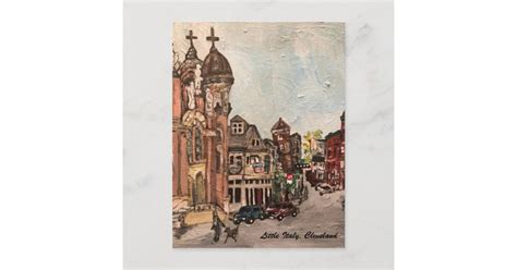 Little Italy, Cleveland Ohio Painting on Postcard | Zazzle