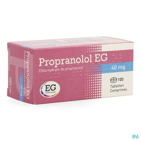 PROPRANOLOL EG TABL 100X40MG | Apotheek Thiels