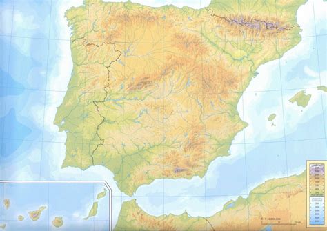 Mapa Mudo España Fisico Color