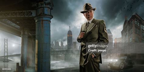 Retro 1940s Film Noir Detective Or Gangster High-Res Stock Photo ...