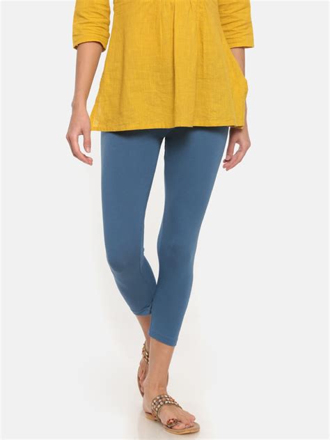 Buy Go Colors Women Blue Solid Skinny Fit Cropped Leggings - Leggings for Women 2701771 | Myntra