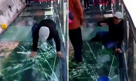 People terrified after glass bridge in China 'cracks' as they walk on ...