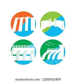 Water Dam Logo Iconillustration Design Template Stock Vector (Royalty ...