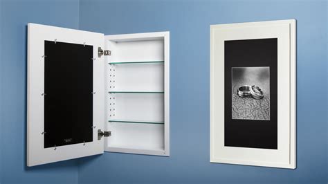 Extra Large White Concealed Cabinet | Recessed In-Wall Medicine Cabinets with Picture Frame ...