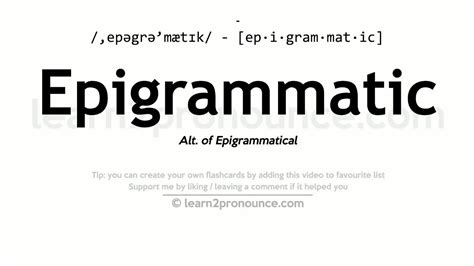 Pronunciation of Epigrammatic | Definition of Epigrammatic - YouTube