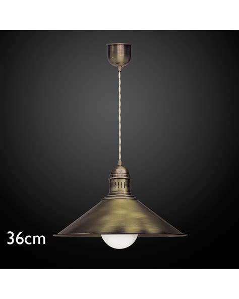 Pendant ceiling lamp 36cm LED brass antique leather finish lampshade E27 100W