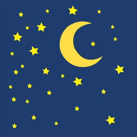 Sleeping Moon and Stars in the Night Sky Clip Art Collection, Sweet Dreams, Cute, Face ...