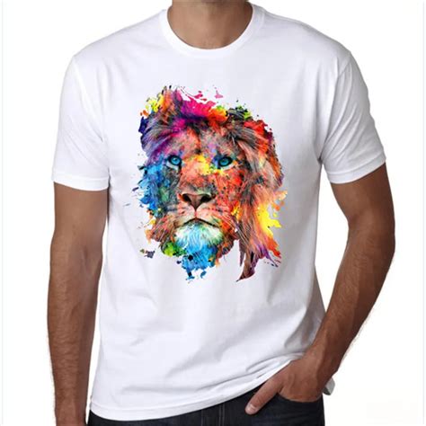 t shirt psychedelic art t shirt black men women lion T shirt fashion ...