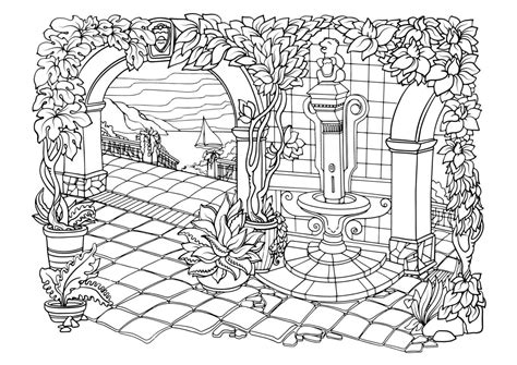 Romantic Secret Garden. Coloring Pages. Anti-stress colouring page ...