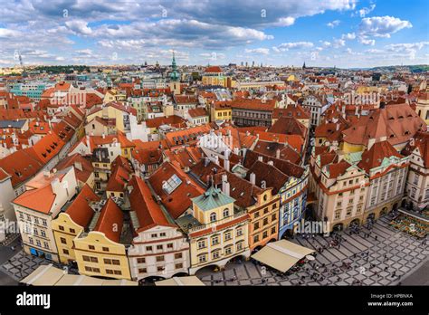 Prague city skyline at old town square, Prague, Czech Republic Stock ...