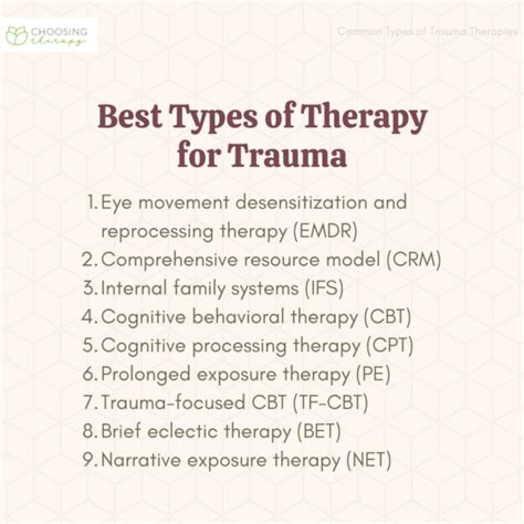 Types of Therapy for Trauma