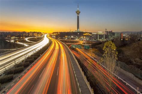 Free Photo | Skyline of Tehran at sunset