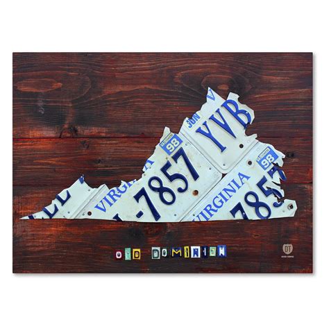 Trademark Fine Art 'Virginia License Plate Map Large' Canvas Art by ...