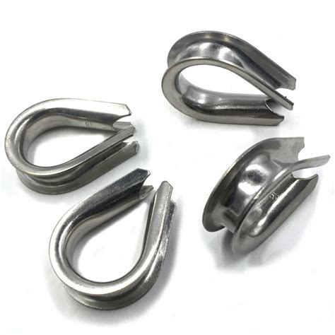 Silver Tone M18 304 Stainless Steel Galvanized Wire Cable Rope Thimble Winch Wire Loop Pack of 4 ...