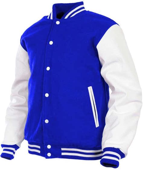 GENZ Mens Women Varsity Jacket Genuine Leather Sleeve Wool Blend ...