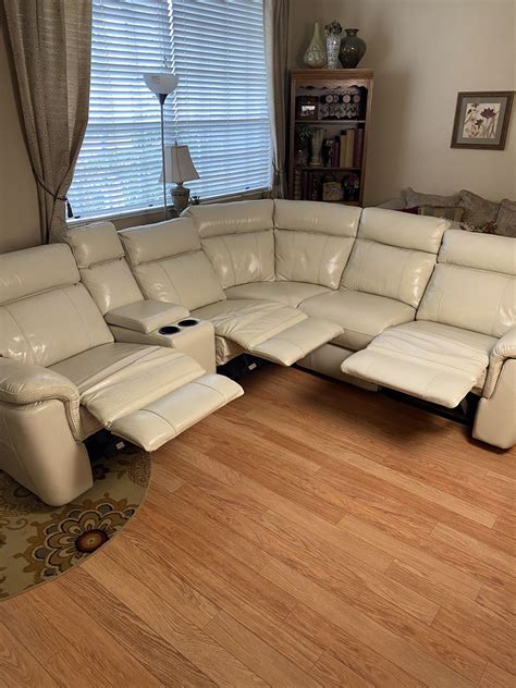 Cream L-Shape Sectional with Recliners and Cupholders (FREE Delivery) by Man Wah for Sale in ...