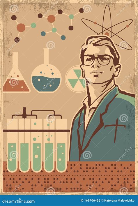 Retro Style Science Propaganda Poster Stock Illustration - Illustration of detail, propaganda ...