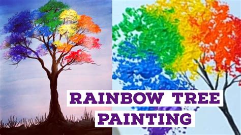 HOW TO PAINT A SIMPLE RAINBOW TREE ACRYLIC/ 'RAINBOW TREE' - ACRYLIC PAINTING FOR BEGINNERS #100 ...