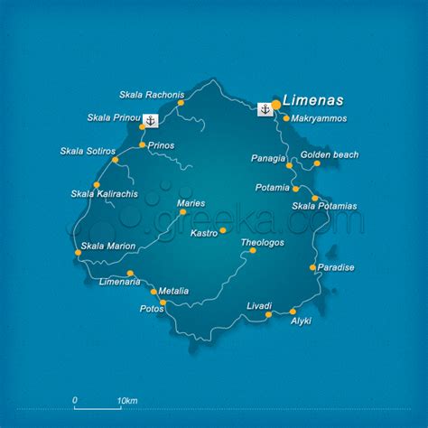 Map of Thassos island, Greece - Greeka.com