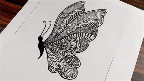 Butterfly Mandala Art for Beginners || Step by Step || Mandala Drawing | Zentangle Art | Doodle ...