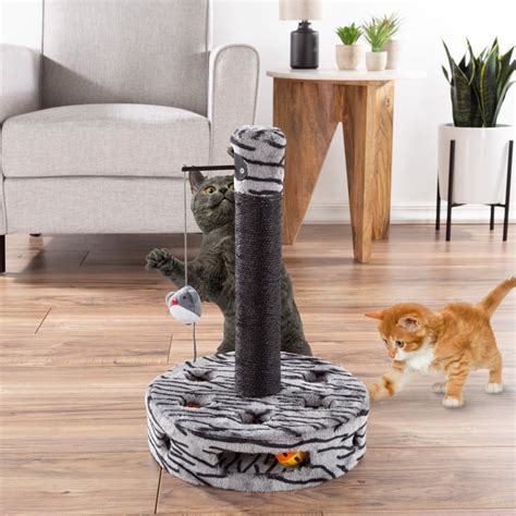 Interactive Cat Scratching Post- Built-In Rolling Ball & Track Toy, Kitty Tree by PETMAKER ...