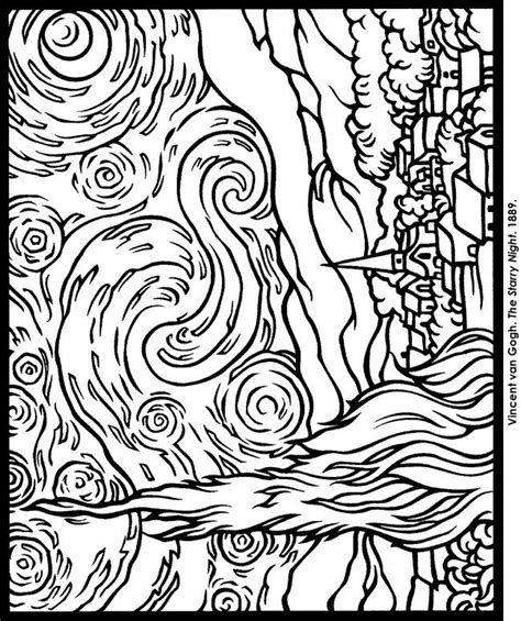 The Starry Night Coloring Page - Coloring Home