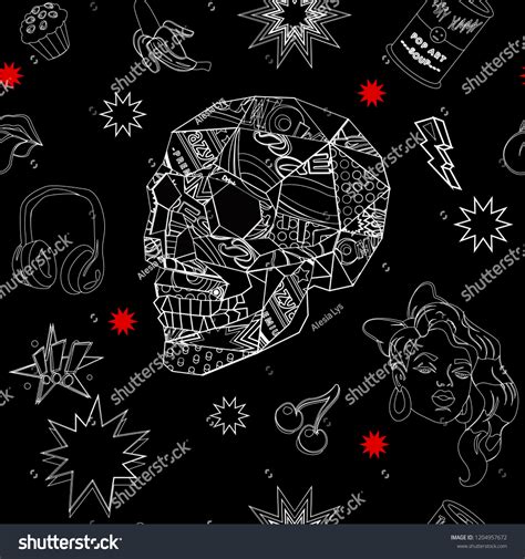 Seamless Pattern Black White Pop Art Stock Vector (Royalty Free) 1204957672 | Shutterstock