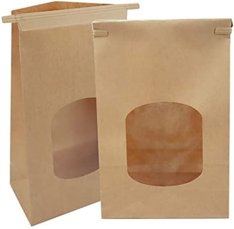 Bakery Bags with Window Kraft Paper Bags 30Pcs 9.5x6.1x2.8 inch Tin Tie Tab Lock Bags Brown ...