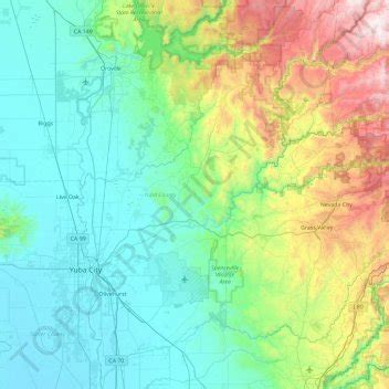 Yuba County topographic map, elevation, relief