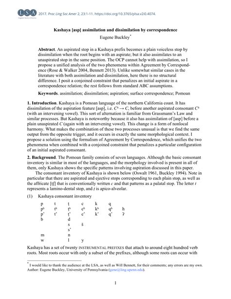 (PDF) Kashaya [asp] assimilation and dissimilation by correspondence