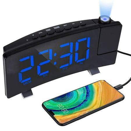 Digital Alarm Clock, Projection Alarm Clocks for Bedroom with 4 Dimmer, USB Phone Charger, 180 ...