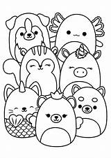 Various Squishmallow Characters  Coloring Pages sketch template