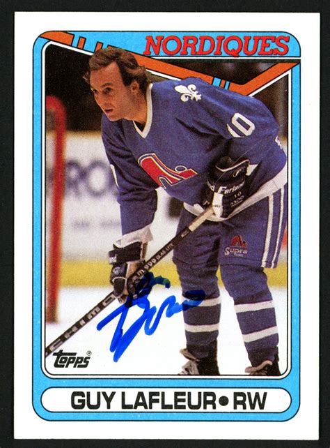 Guy Lafleur Autographed Signed Memorabilia 1990 -91 Topps Card #142 Quebec Nordiques 150168 ...