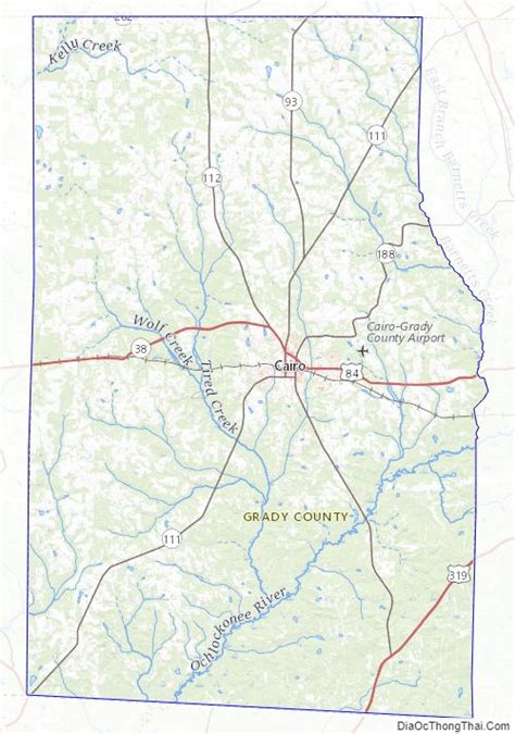 Map of Grady County, Georgia - Thong Thai Real