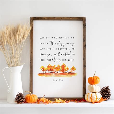 PSALM 100:4 Fall Decor Scripture Print Bible Verse Printable Wall Art ...