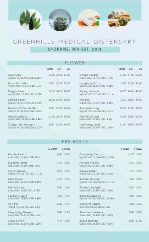 Cannabis Dispensary Menu