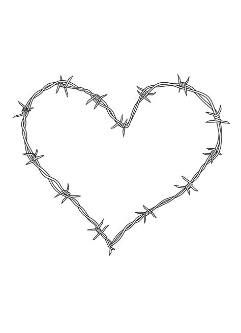 Barbed Wire Heart Drawing - Aesthetic Drawing