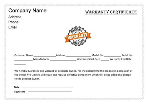 Material Warranty Certificate Format (FREE Word - PDF)