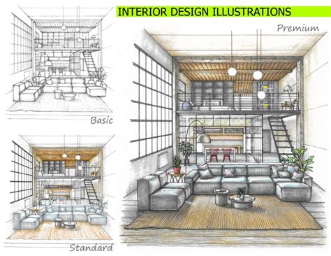 Interior design illustration service – architectural sketches