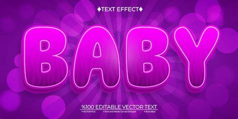 Premium Vector | Cartoon pink baby editable vector 3d text effect