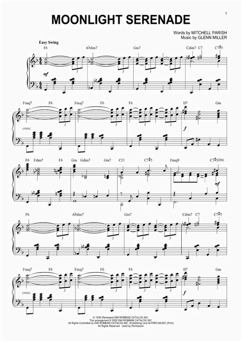 Moonlight Serenade Piano Sheet Music | OnlinePianist