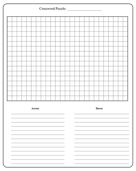 Free Blank Crossword Puzzle Template Printable - Printable Templates